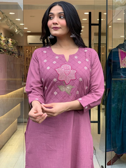 Premium Quality Cotton Kurti, Pants And Dupatta Set