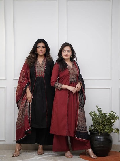 Red Ethnic Kurta Set with Elegant Dupatta